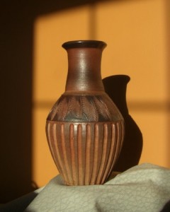 pottery fluted vase